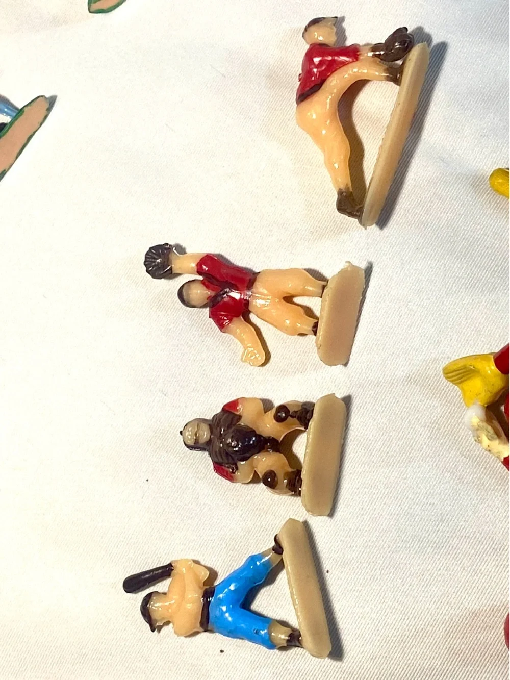 Set a four vintage baseball player cake toppers from the 50s or 60s